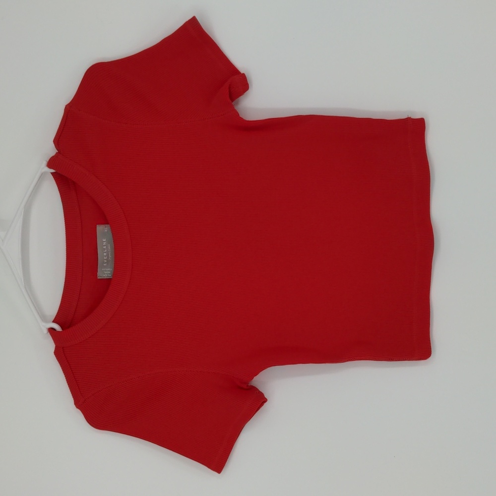 Everlane Red The Ribbed Baby Tee Short Sleeve Crew Neck Crop Top Extra Small